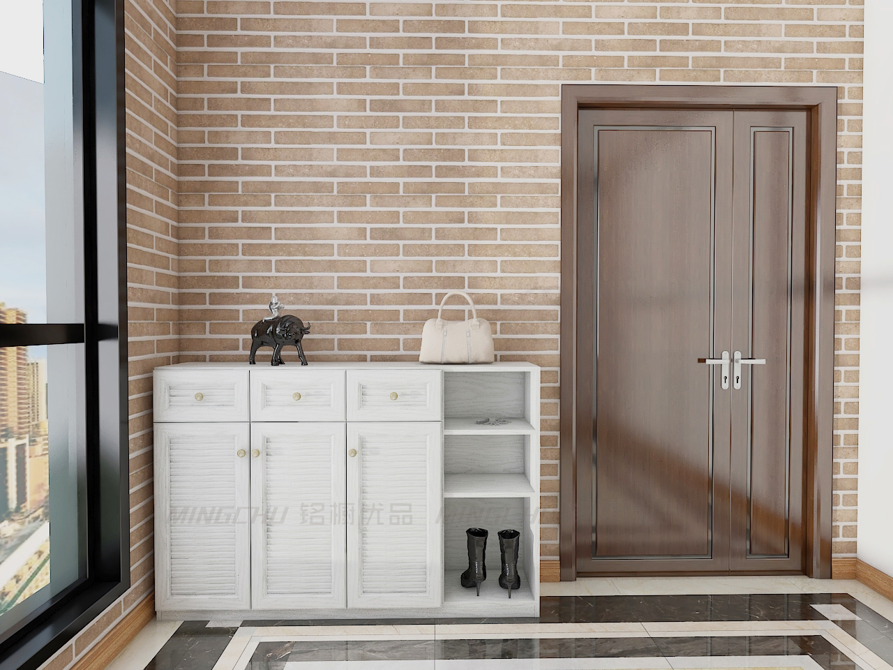 現(xiàn)代簡約鋁合金鞋柜智能鞋柜玄關鞋