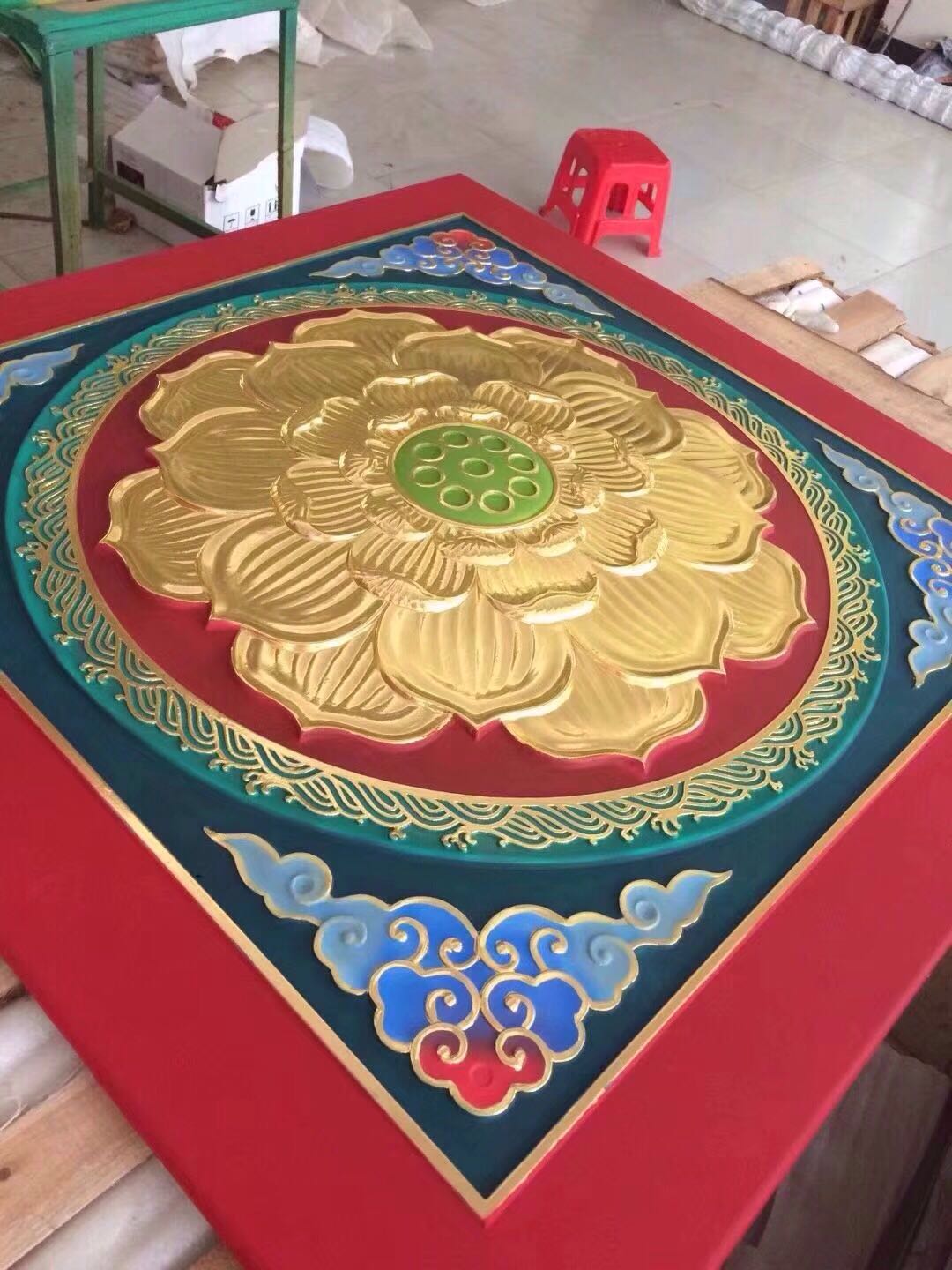寺廟吊頂佛堂彩繪天花鋁扣板