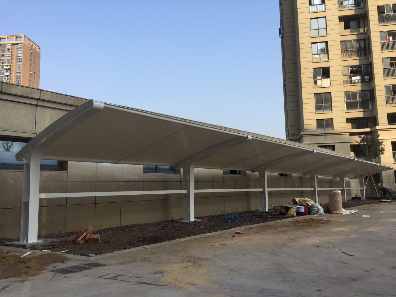 浦東膜結(jié)構(gòu)車棚停車棚自行車蓬車棚膜結(jié)構(gòu)自行車蓬