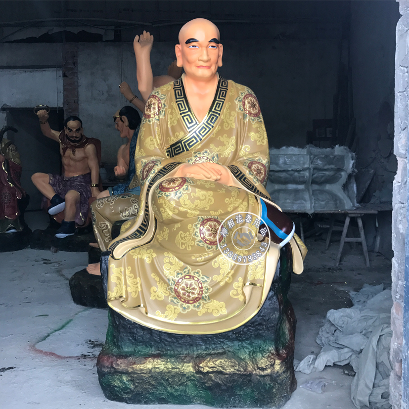 供應(yīng)寺廟彩繪十八羅漢佛像 玻璃鋼貼金十八尊者圖片