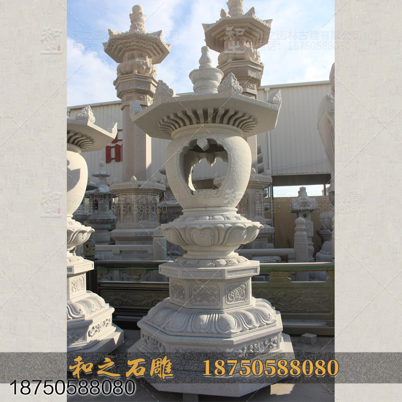 石頭雕刻戶外立式燈箱 石燈顏色多樣造型繁多  石雕石燈