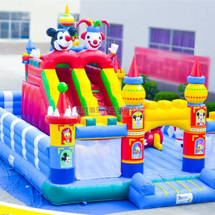 兒童卡通城堡蹦蹦床廣場做生意擺攤充氣滑梯跳跳床