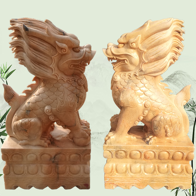 供應(yīng)晚霞紅麒麟石雕漢白玉麒麟一對(duì)鎮(zhèn)宅青石麒麟看門(mén)*石頭麒麟廠家直銷(xiāo)