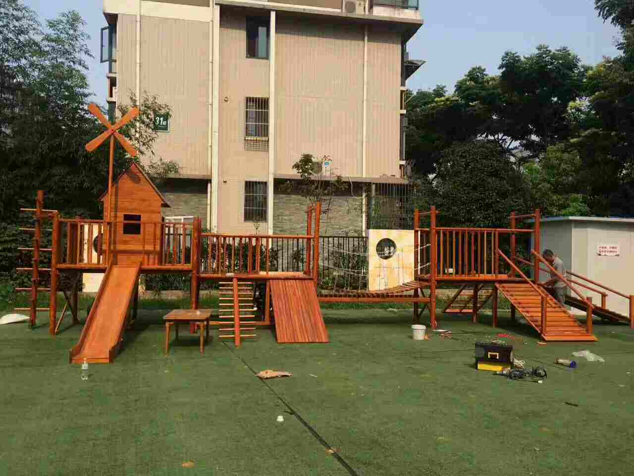 木制攀爬組合，幼兒園滑梯，兒童鉆洞爬網(wǎng)，木制大型滑梯，組合滑梯價格，兒童樂園