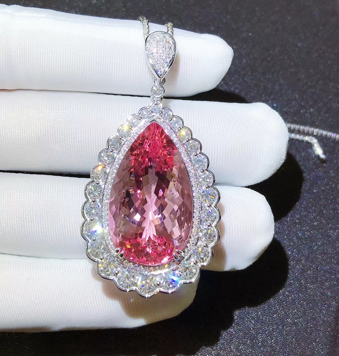 超豪華粉色摩根石吊墜  粉色摩根石吊墜報價  粉色摩根石吊墜訂制