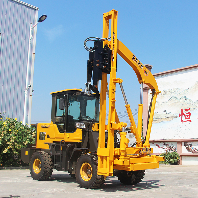 廠家直銷雙動力頭公路護欄打樁機 打鉆一體公路打樁機 鏟車式護欄打樁機