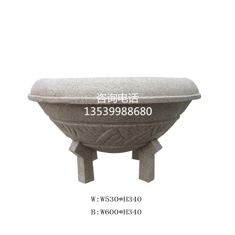 戶外圓形砂巖花盆雕塑|歐式景觀花缽裝飾|市政人造石綠化花盆雕花