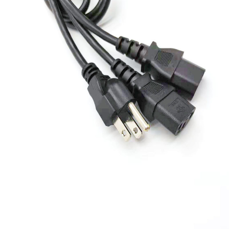 美式一分二插頭電源線 美式一分二插頭品字尾電源線美規(guī)三插一拖二品字尾電源線 設(shè)備延長(zhǎng)線