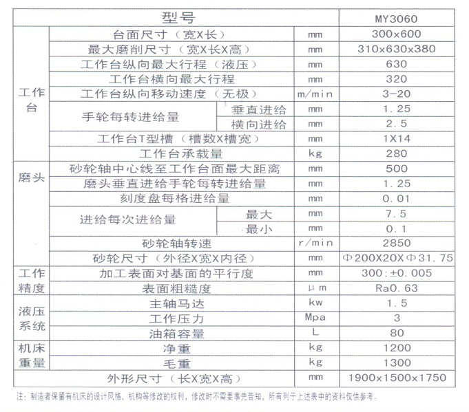 MY3060平面磨床廠家