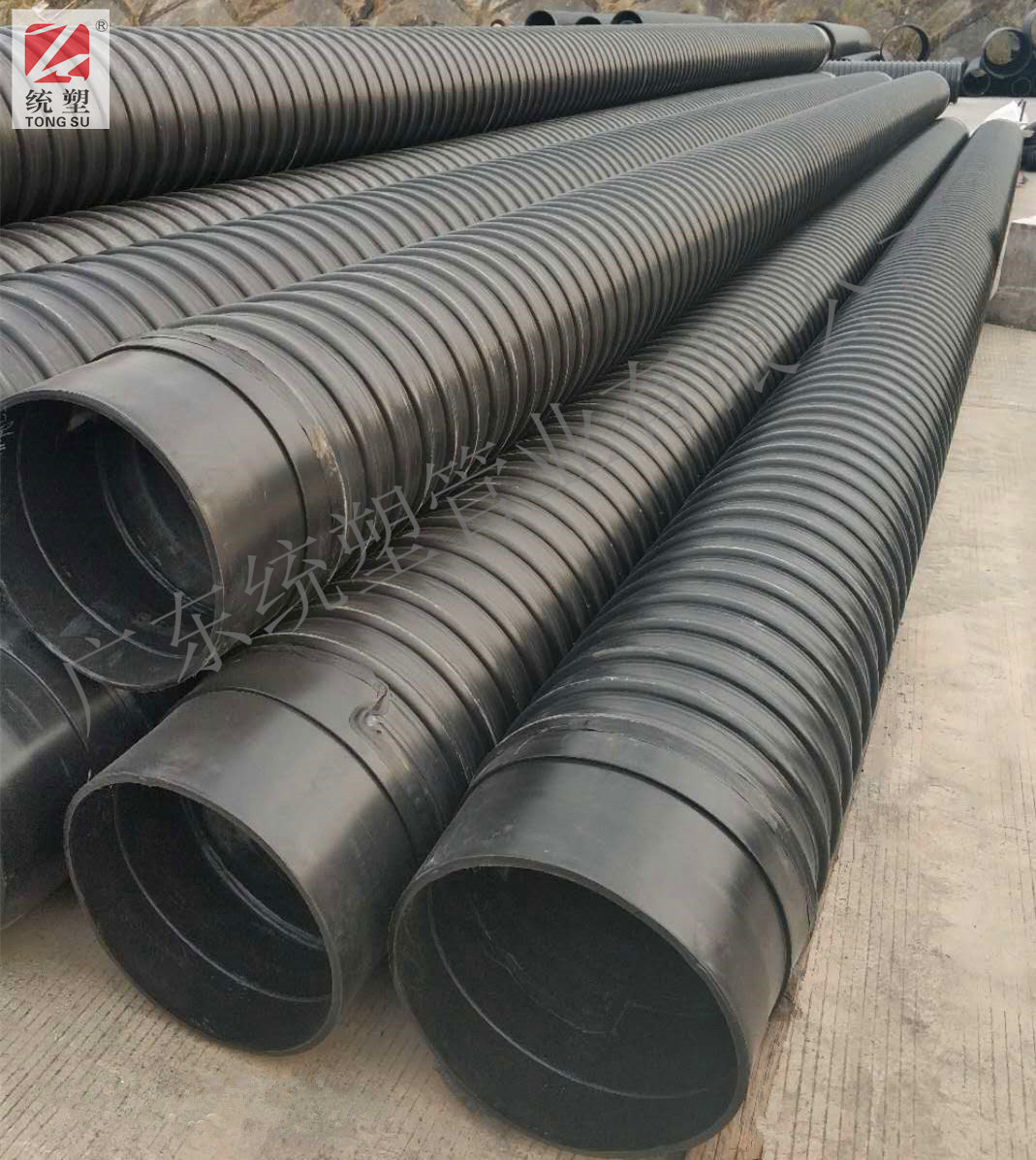 市政管道大口徑排水量鋼帶PE螺旋波紋管500SN8廠家供應長12米黑色