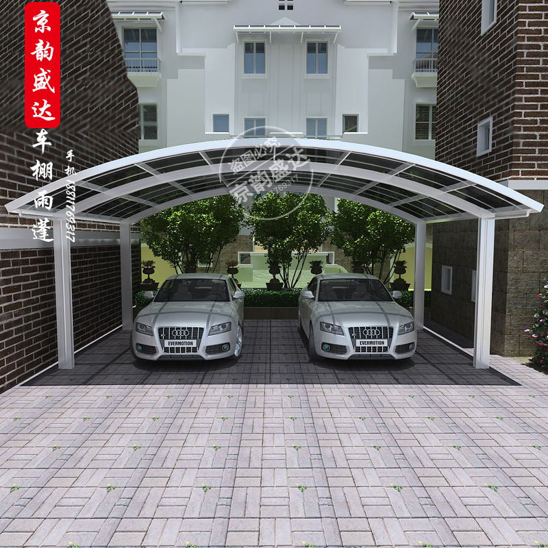 香河定制鋁合金別墅花園透明車棚定做戶外汽車停車棚抗臺(tái)風(fēng)遮陽篷 花園車棚 汽車停車棚 花園車棚 汽車停車棚