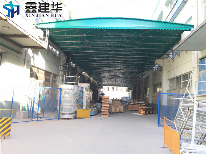 山東蘭山區(qū)戶外推拉物流倉(cāng)庫(kù)雨棚 活動(dòng)伸縮雨篷廠家直銷