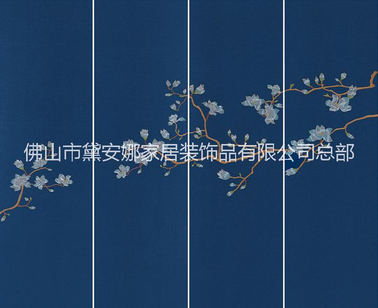 臥室床頭刺繡背景墻  皮革繡花刺繡背景墻  皮革繡花家居刺繡背景墻 皮革繡花刺繡硬包浮雕背景墻