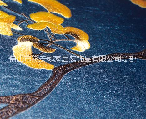 新中式刺繡硬包客廳電視背景 輕奢刺繡軟包硬包背景墻 輕奢刺繡墻布硬包背景墻