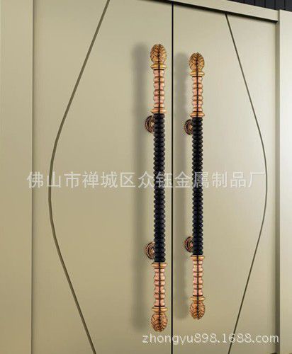 鋁藝雙面雕刻花紋拉手仿古銅鋁板雕刻拉手