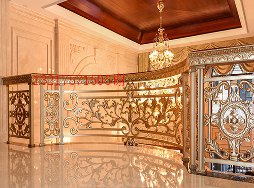 高端整體鋁藝雕花鏤空鍍玫瑰金樓梯護欄 樓梯護欄扶手