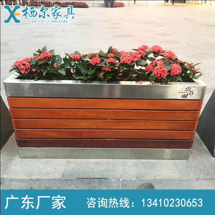 廠家直銷(xiāo)  戶(hù)外防腐木花箱 室外花壇園林戶(hù)外種植箱實(shí)木花架花盆 不銹鋼花箱