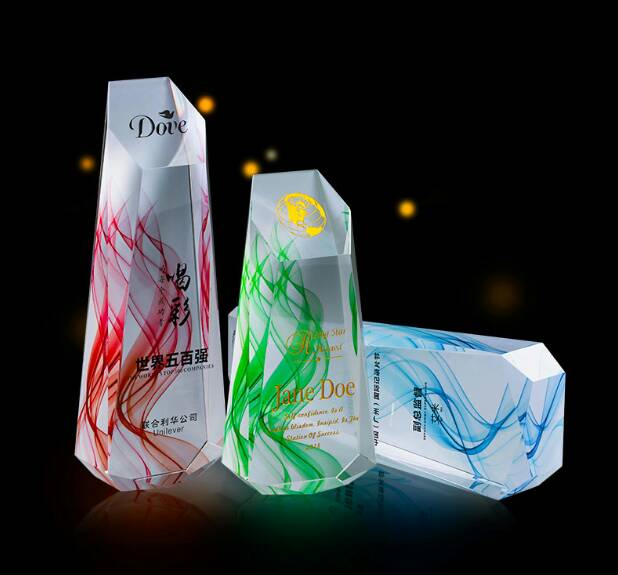 水晶獎杯彩色冰山創(chuàng)意水晶獎杯制作 比賽定制 *員工年會*