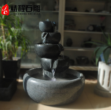 石雕流水?dāng)[件仿古石槽花盤天然青石魚缸室內(nèi)裝水庭院園林精程工藝