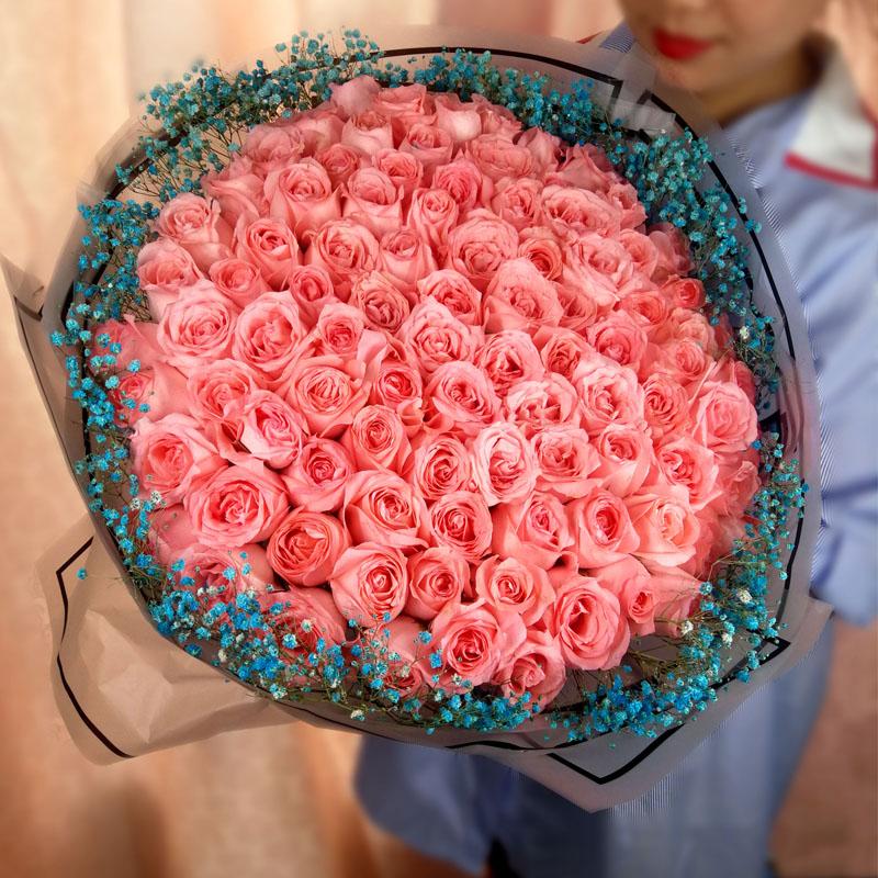 鮮花速遞北京同城深圳杭州青島生日禮盒惠州東莞99紅玫瑰花束配送