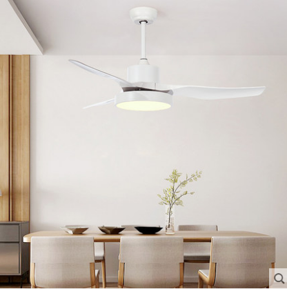 語音控制吊扇廠家-語音控制52寸現(xiàn)代餐廳北歐吊燈