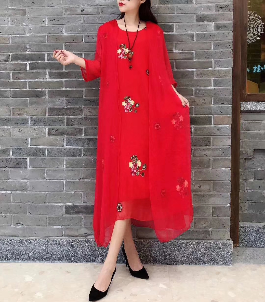 香云紗連衣裙19夏折扣走份批發(fā)*折扣批發(fā)