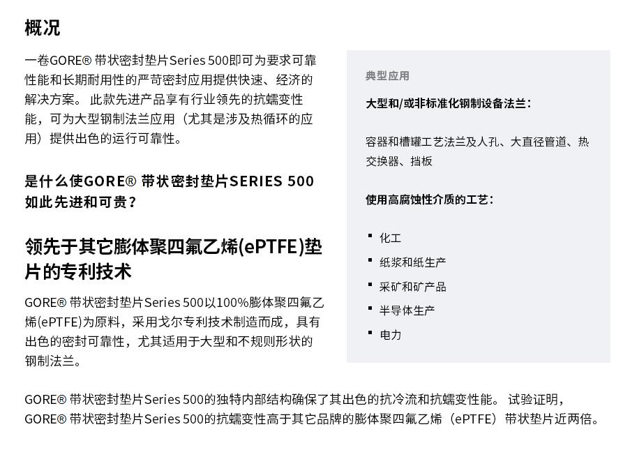 美國戈?duì)朑ORE帶狀密封墊片Series 500 GORE帶狀密封墊片S500
