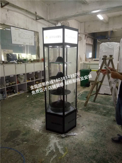 銀行旋轉(zhuǎn)展示柜定制廠家工商銀行收藏品展示柜定制設(shè)計