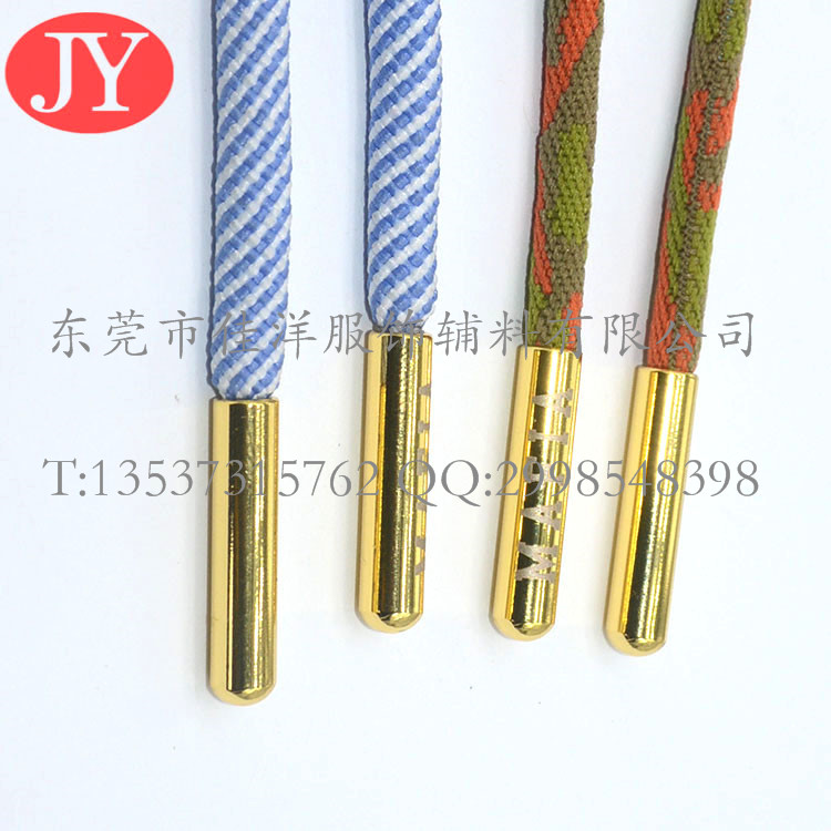 佳洋加工鐳射LOGO金屬啤咀 帽繩褲腰織帶頭 耐磨金屬無縫繩帶頭