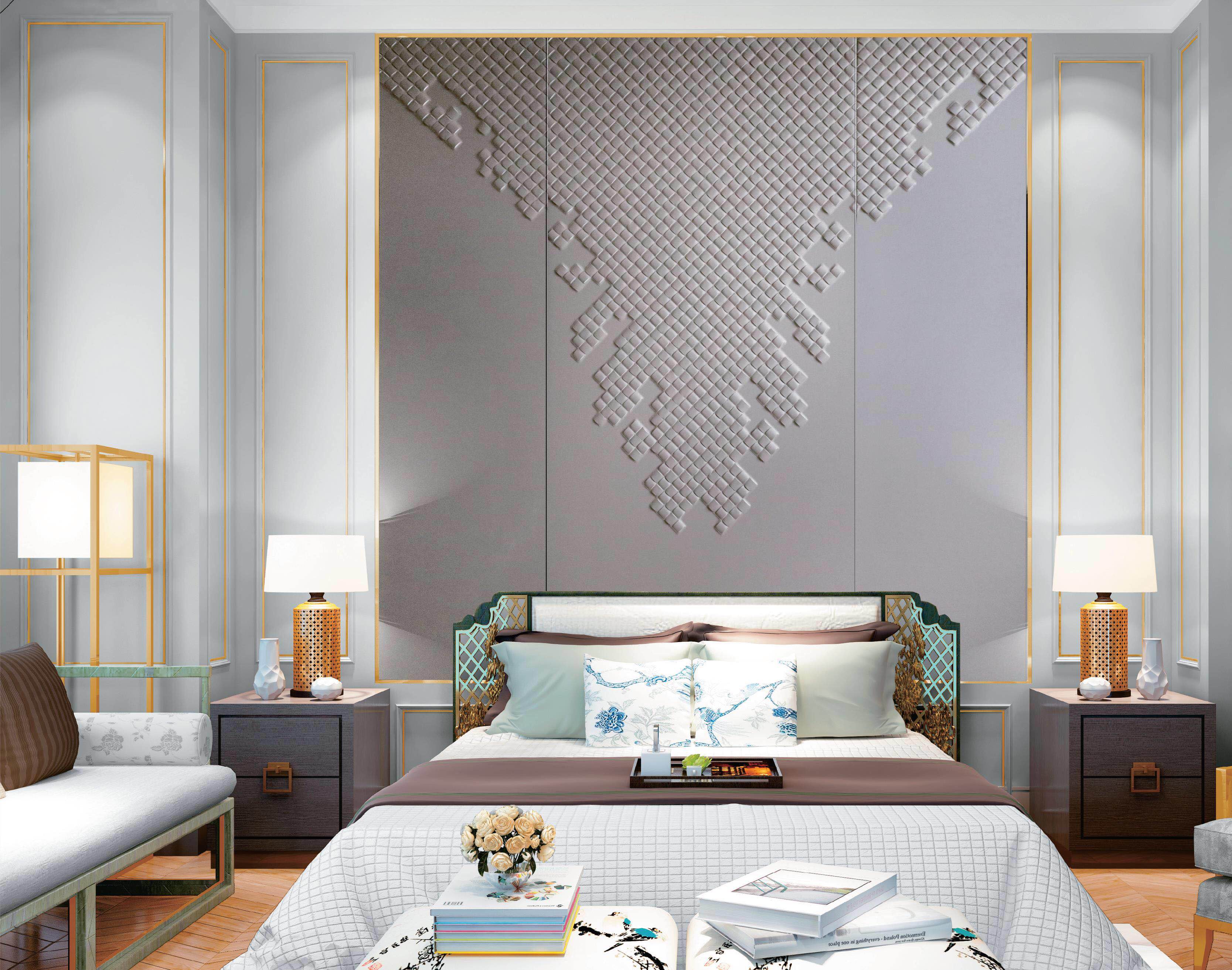 酒店浮雕割花皮雕 輕奢刺繡硬包皮飾浮雕背景墻  酒店浮雕皮雕軟包背景墻  車線皮雕割花浮雕繡花工廠