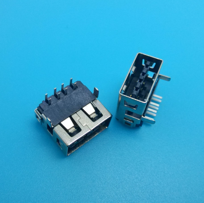 工廠供應(yīng) USB2.0AF90度插板 批發(fā)直邊LCP灰膠 6.8H usb雙面插報價