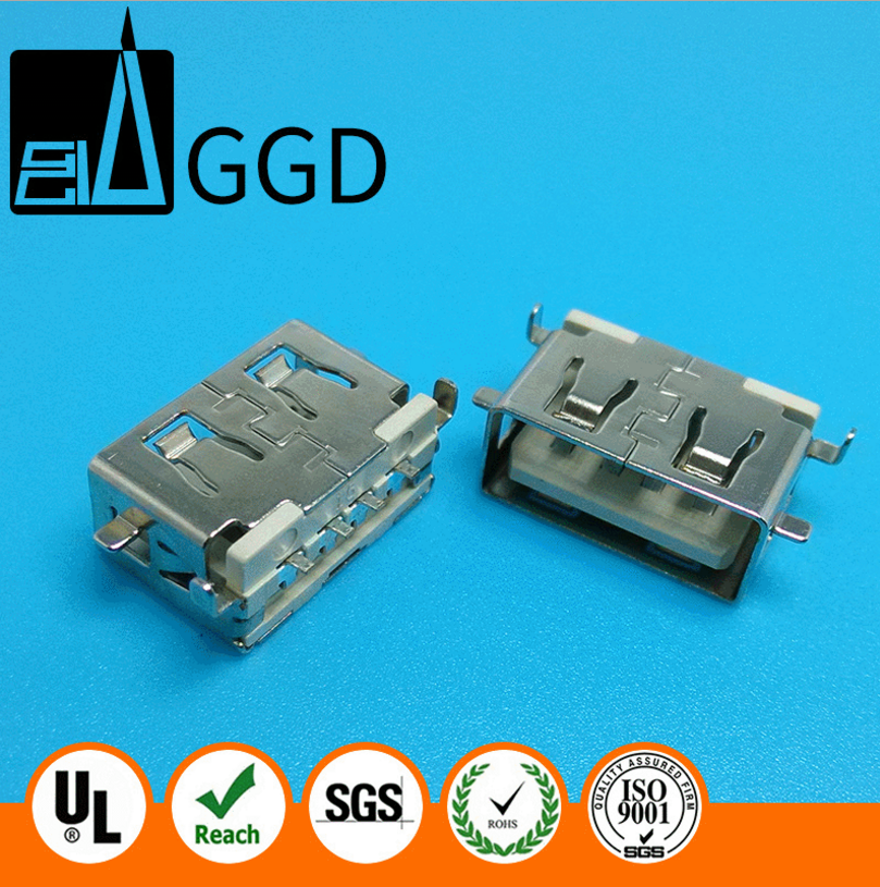 智能插座報(bào)價(jià) USB2.0沉板母座批發(fā) 短體沉板8.5長(zhǎng)直邊SMTLCP黃膠 插座殼供應(yīng)商