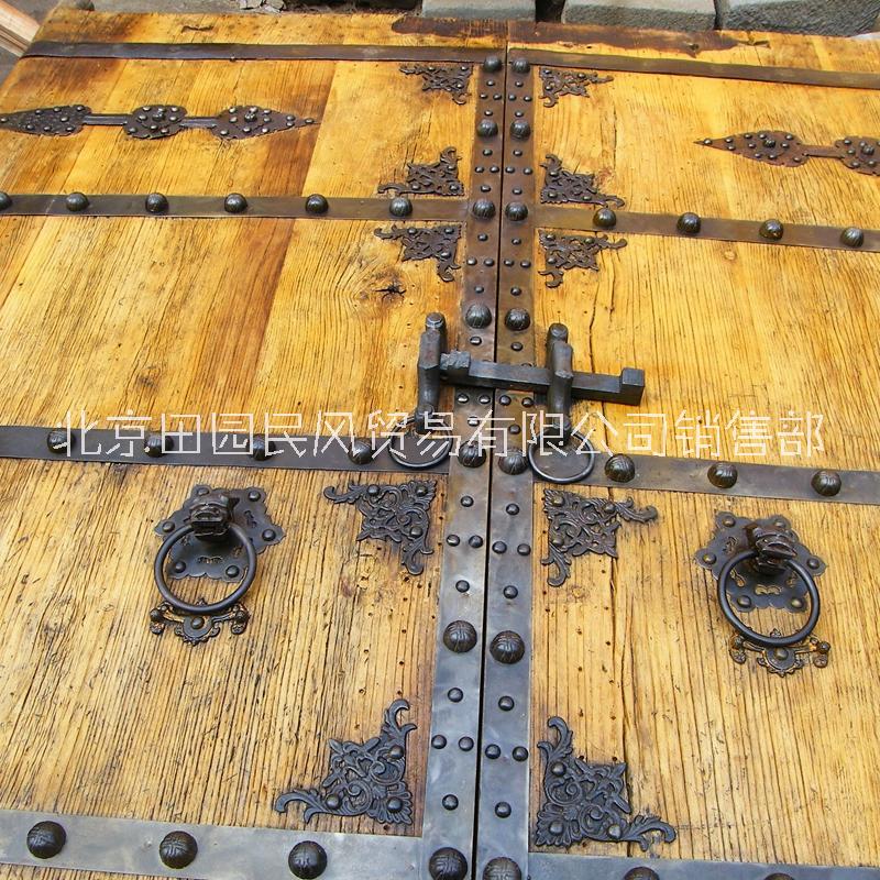 木門(mén)定制實(shí)木門(mén) 仿古庭院大門(mén) 酒店別墅 老榆木中式進(jìn)戶(hù)門(mén)入戶(hù)雙開(kāi)門(mén)