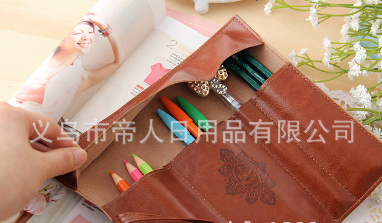 韓國(guó)創(chuàng)意文具袋批發(fā) 暮光之城pu皮卷筆袋批發(fā) 義烏帝人筆袋廠家
