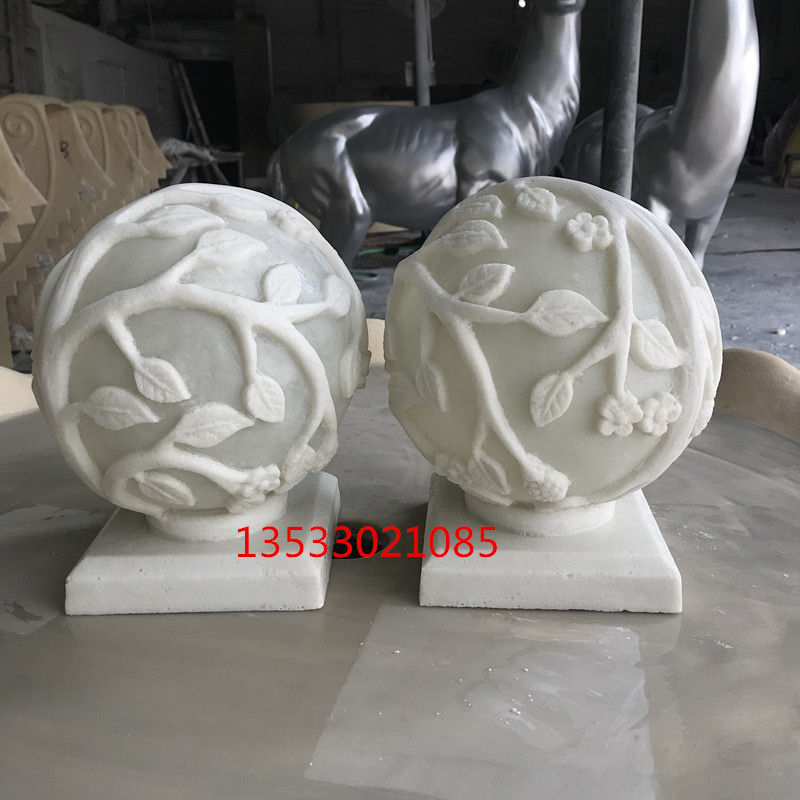 砂巖透光燈罩|歐式透光圓球雕花燈|人造砂巖樹(shù)脂燈飾|別墅羅馬柱頭燈