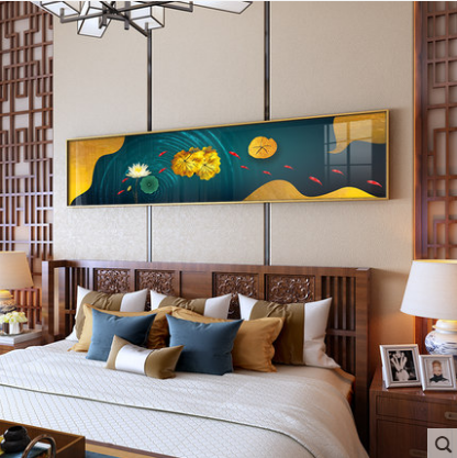 批發(fā)各類工藝裝飾畫畫芯  九條魚荷花晶瓷畫