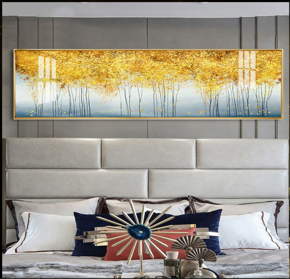 批發(fā)各類工藝裝飾畫畫芯  泰揚輕奢北歐黃金樹背景晶瓷畫