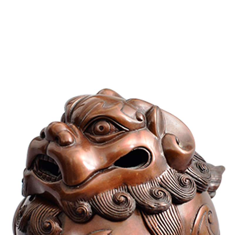 靈獸獅子爐鎮(zhèn)宅辟邪香薰爐香道檀香線香盤香香插銅包柱