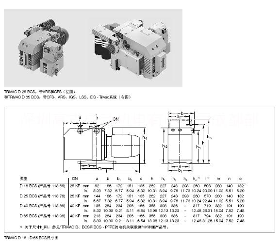 德國萊寶LEYBOLD TRIVACBCS雙級旋片真空泵D16BCS/D25BCS/D40BCS/D65BCS