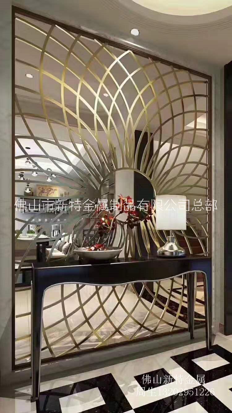 新疆現(xiàn)代美式簡約玫瑰金不銹鋼屏風(fēng)裝飾豪華酒店