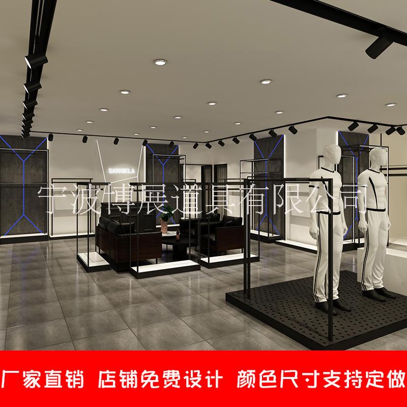 男裝店貨架服裝展示架鐵藝發(fā)光柜整店裝修設(shè)計(jì)廠家直銷 男裝店貨架廠家 浙江男裝店貨架廠家