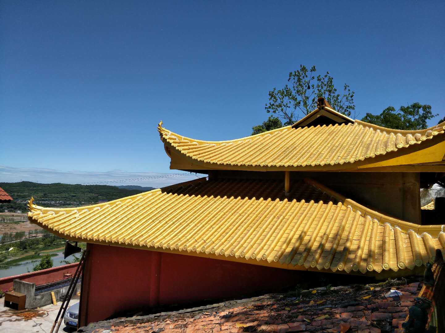 灰色屋面仿古琉璃瓦 古建寺廟仿古筒瓦 舊房改造屋面瓦