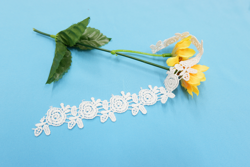 棉布繡花雕孔 水溶牛奶絲棉線花邊   刺繡花邊滿福繡