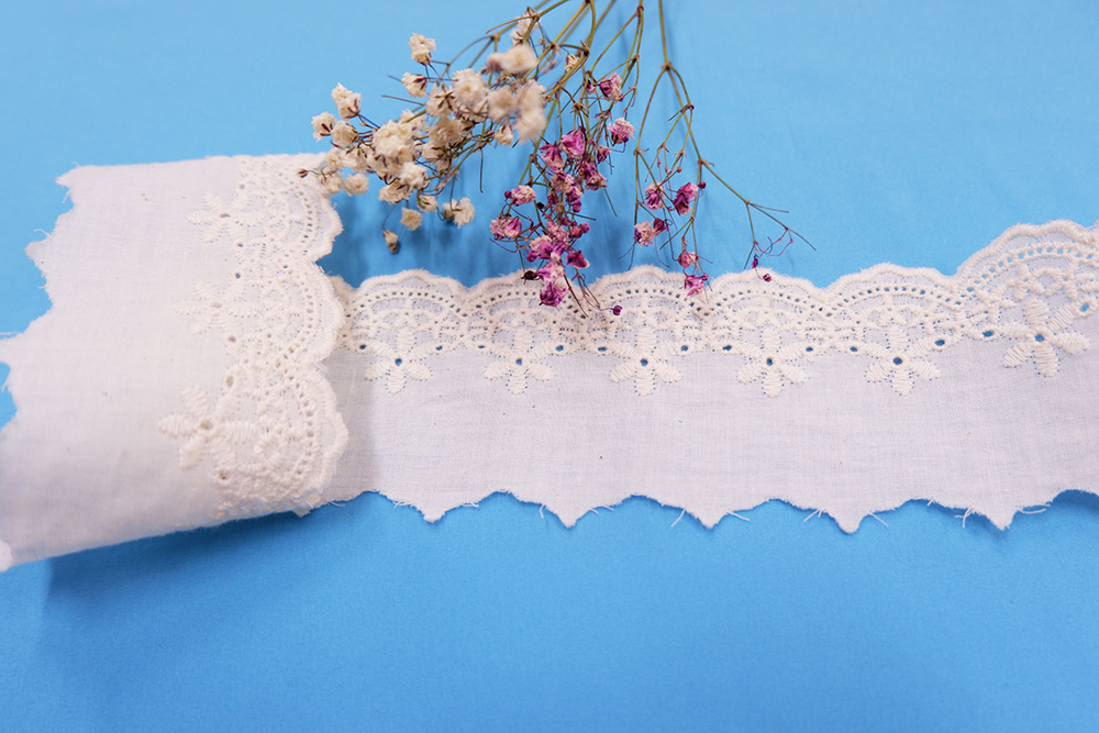 棉布繡花雕孔 水溶牛奶絲棉線花邊   刺繡花邊滿福繡