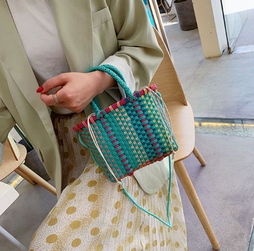 2019新款女包 時尚編織菜籃子手提包 休閑百搭質感單肩斜挎包