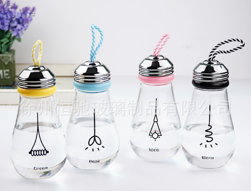 玻璃水杯 簡約隨手杯 便攜玻璃瓶 創(chuàng)意燈泡玻璃水杯 學(xué)生水杯 玻璃水杯廠家 玻璃水杯批發(fā)