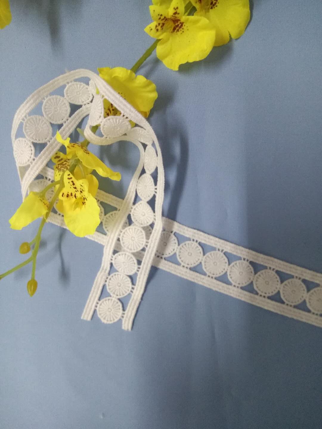 水溶牛奶絲棉線刺繡花邊條碼滿幅  刺繡花邊生產(chǎn)廠家時尚服飾花邊