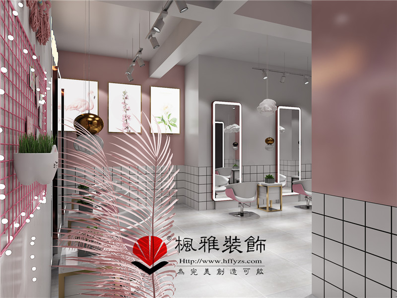 合肥網(wǎng)紅美發(fā)店設(shè)計(jì)，粉色系美發(fā)店裝修，少女心爆棚