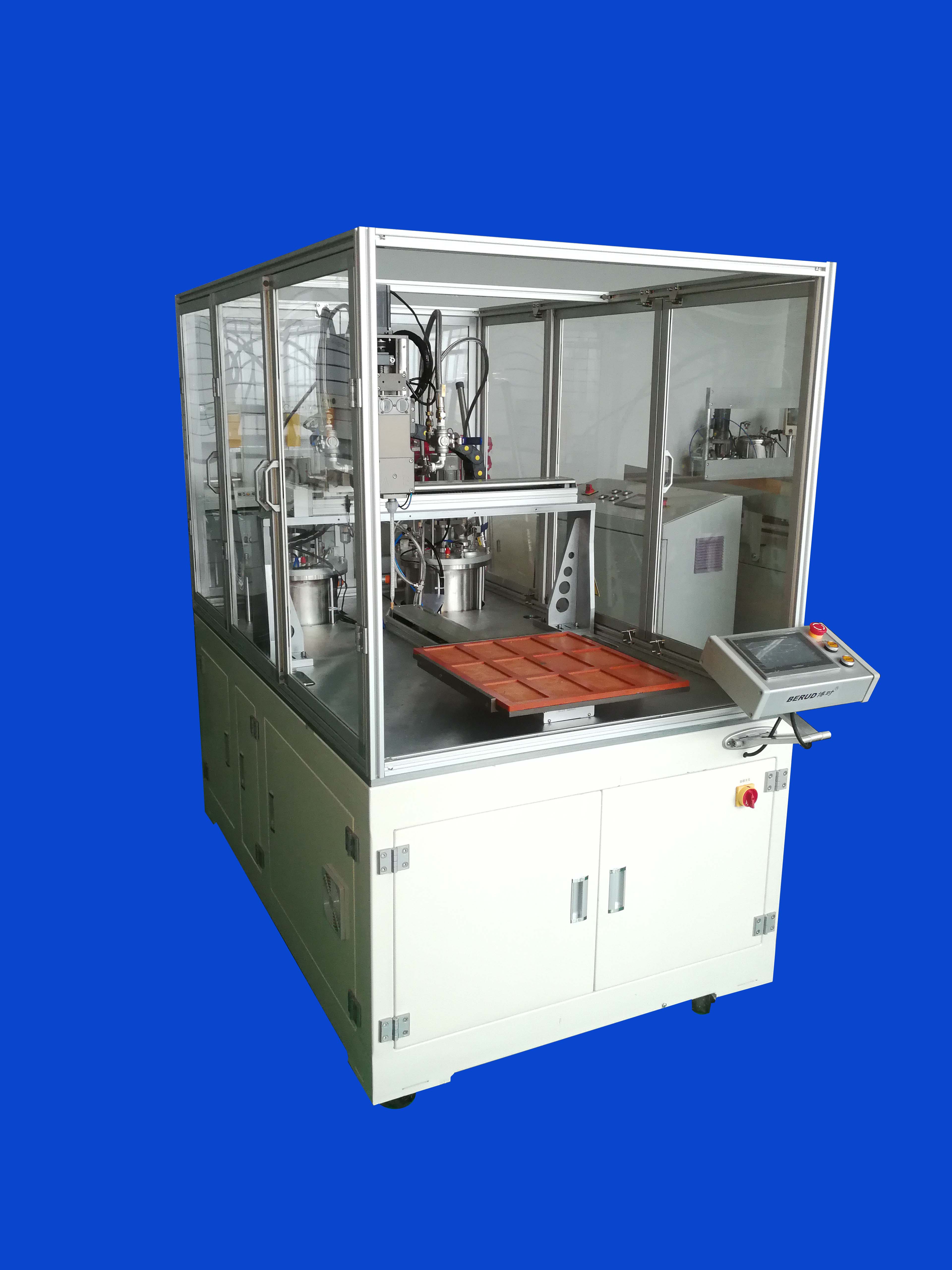 全自動(dòng)雙液灌膠設(shè)備    全程加熱裝置  攪拌裝置   真空脫泡  計(jì)數(shù)吐出