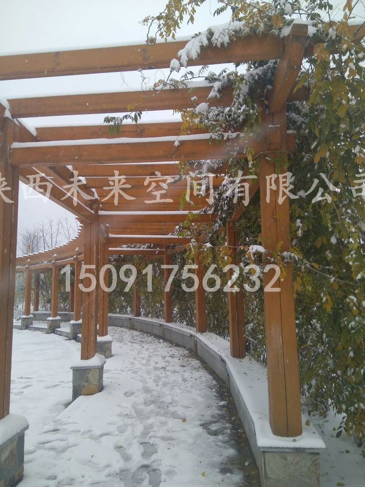 西安仿古廊架，實木廊架，景觀廊架